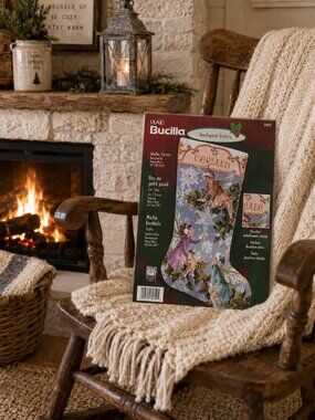 Rare Vintage (2001) Bucilla Winter Fairies Needlepoint Stocking Kit 84649